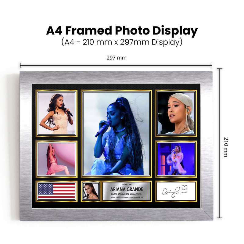 Ariana Grande Singers Framed Autographed Print - Limited Edition Autograph Fan Gift – Collectible Memorabilia Merchandise