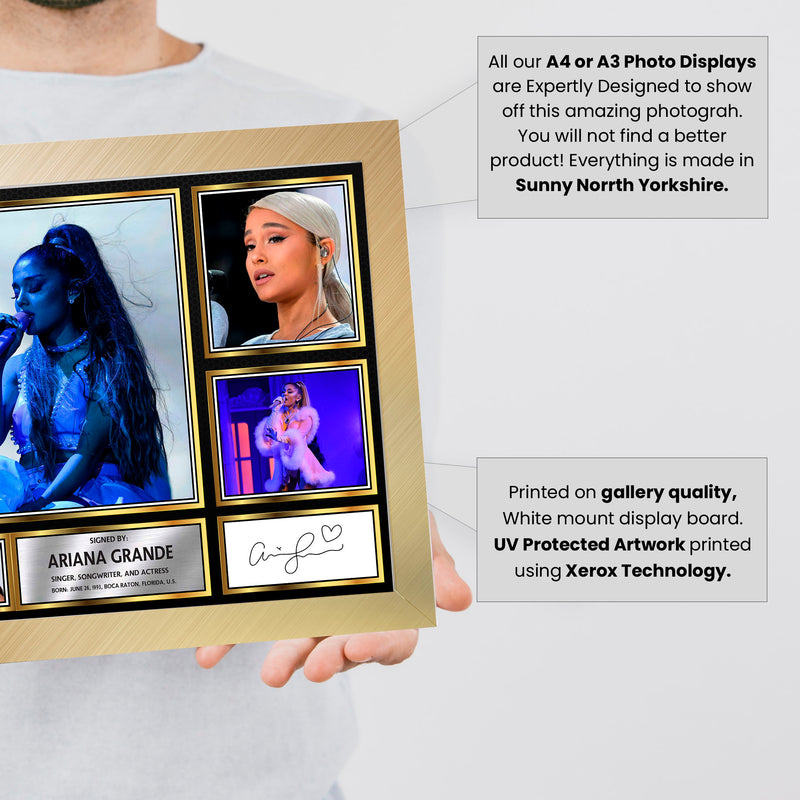 Ariana Grande Singers Framed Autographed Print - Limited Edition Autograph Fan Gift – Collectible Memorabilia Merchandise