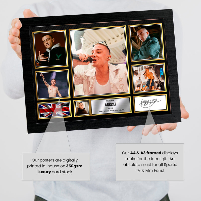 Rappers ArrDee Framed Autographed Print - Limited Edition Autograph Fan Gift – Collectible Memorabilia Merchandise