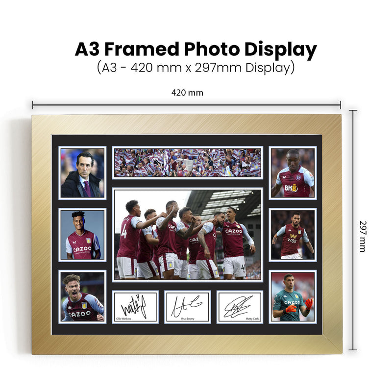 Aston Villa Premier League Football Team Framed Autographed Print - Limited Edition Autograph Fan Gift – Collectible Memorabilia Merchandise