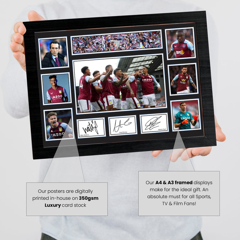 Aston Villa Premier League Football Team Framed Autographed Print - Limited Edition Autograph Fan Gift – Collectible Memorabilia Merchandise