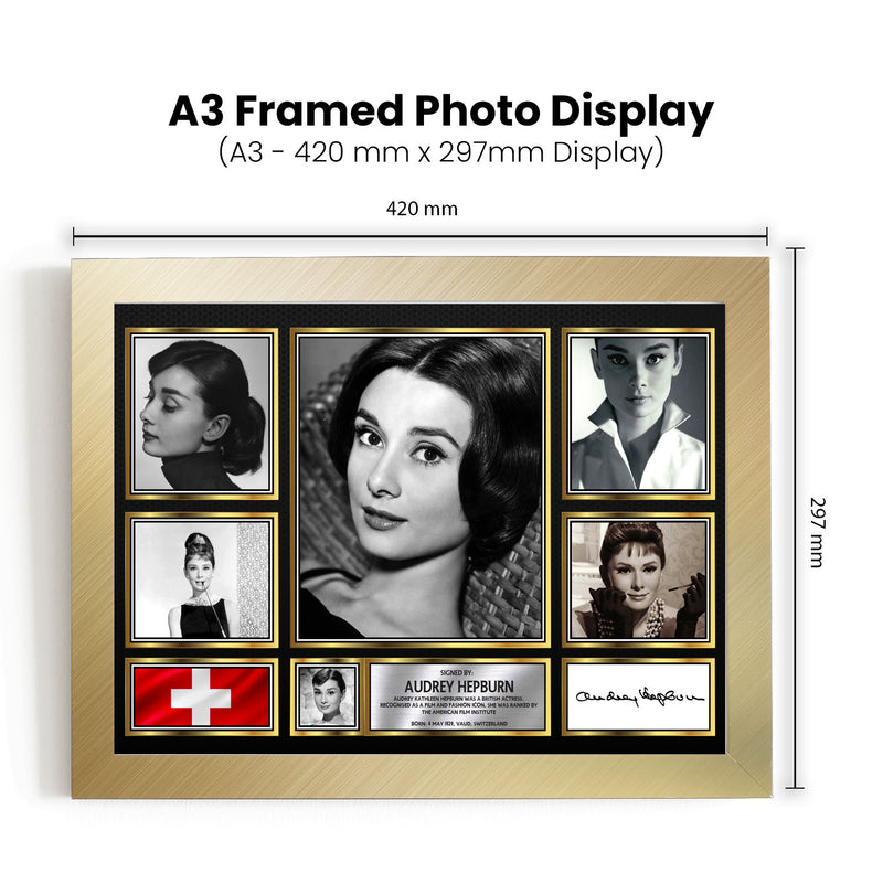 Audrey Hepburn Actors Framed Autographed Print - Limited Edition Autograph Fan Gift – Collectible Memorabilia Merchandise