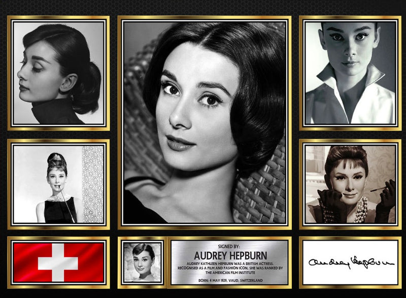 Audrey Hepburn Actors Framed Autographed Print - Limited Edition Autograph Fan Gift – Collectible Memorabilia Merchandise