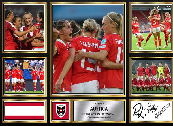 Austria Ladies Football Teams Framed Printed Signature Print – Fan Gift – Wall Art