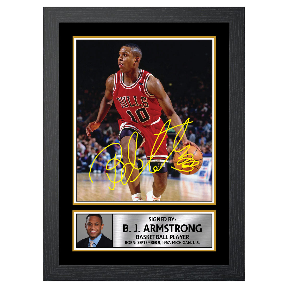 B. J. Armstrong Basketball Player Printed Signature Poster Print Gift
