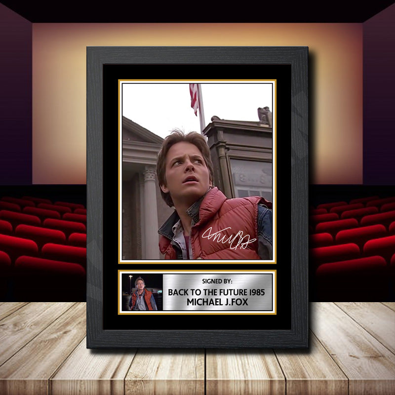 Back To The Future 1985 Michael J Printed Signature Movie Star Poster Print Framed Wall Art Gift – Back To The Future 1985 Michael J Printed Signature Movie Star Poster Print