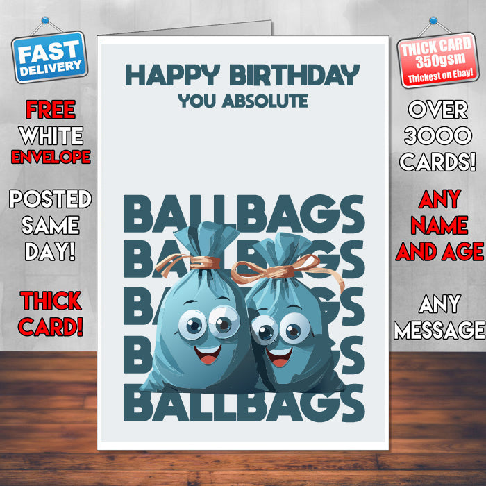 Rude Swear Word Birthday Card Design - B*LLBAG