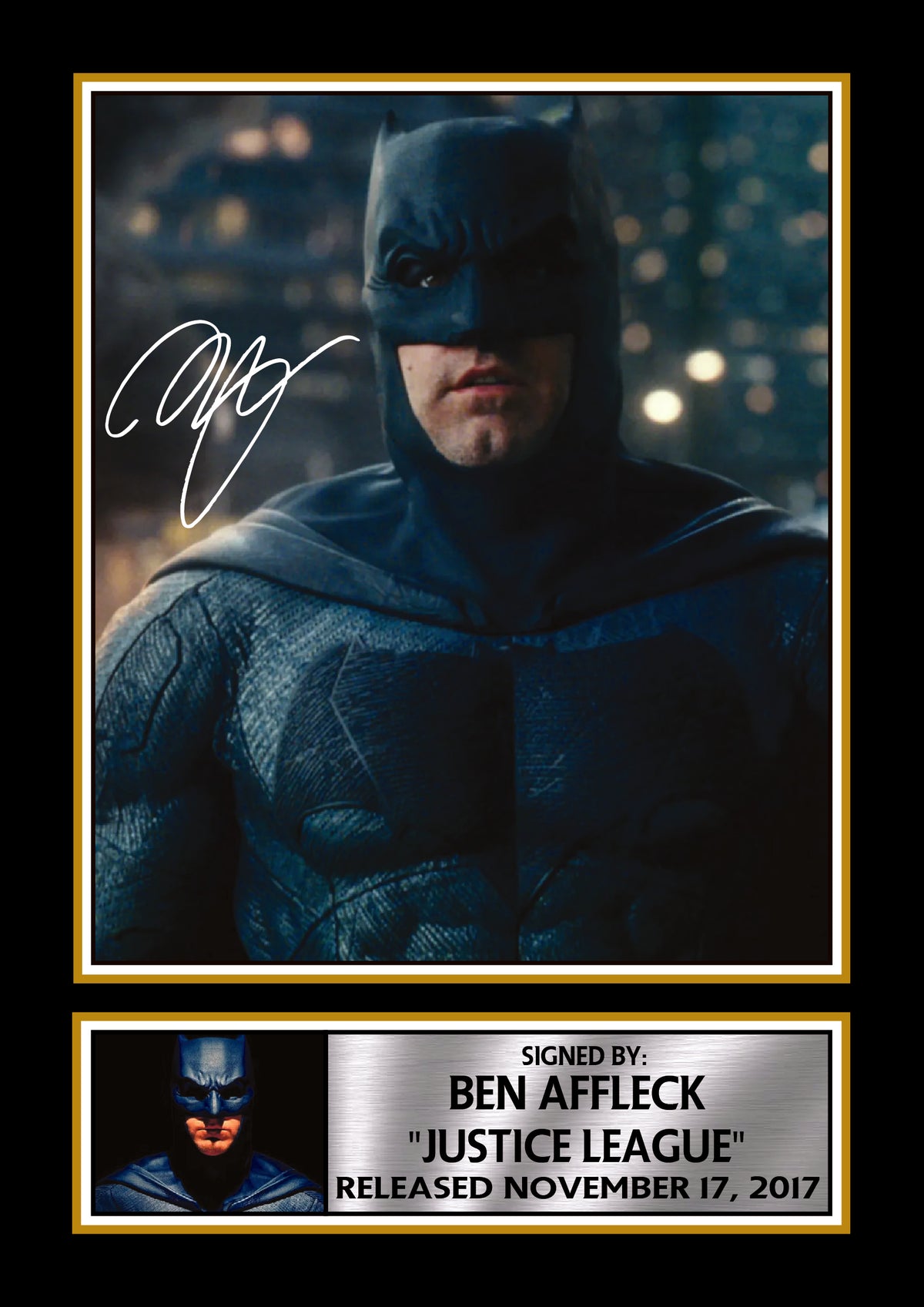 Ben Affleck Justice League Batman Printed Signature Poster – Style Photo Print – DC Superhero Movie Wall Art Wall Art for Fans – Ben Affleck Justice League Batman Printed Signature Poster
