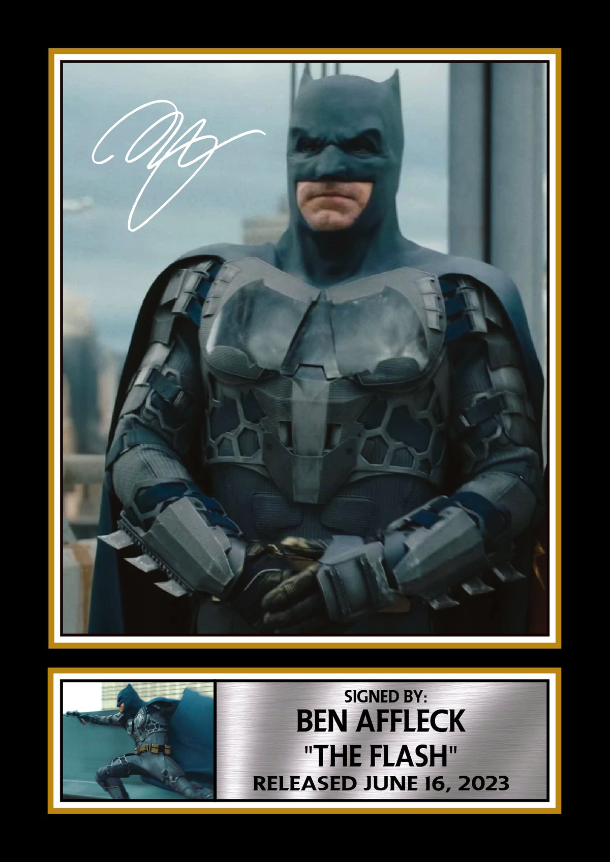 Ben Affleck The Flash Batman Printed Signature Poster – DC Superhero Movie Wall Art Print – Film Wall Art for Fans – Ben Affleck The Flash Batman Printed Signature Poster