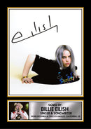 Billie Eilish Portrait Printed Signed Poster Print – Artistic Pop Music Wall Art – Autograph Style Singer Photo – Modern Music Memorabilia Collectible
