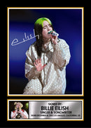 Billie Eilish Live Concert Portrait Printed Signed Poster Print – Autograph Style Singer Wall Art – Pop Music Memorabilia Collectible Photo