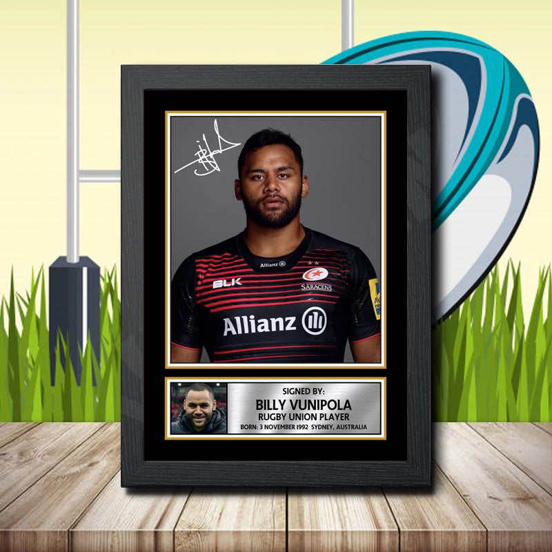 Billy Vunipola 2 Printed Signature Rugby Star Poster Print Framed Wall Art Gift – Billy Vunipola 2 Printed Signature Rugby Star Poster Print