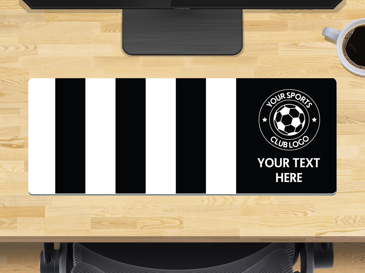 Personalised Football Club Colours Extra Large Mouse Mat (800mm x 300mm) - Black and White – Personalised Football Club Colours Extra Large Mouse Mat 800mm x 300mm - Black