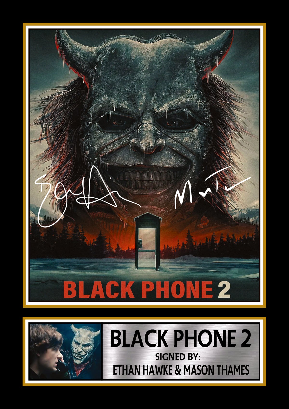 Black Phone 2 Printed Signature Poster – Ethan Hawke Horror Movie Wall Art – The Grabber Horror Film Poster – Horror Movie Fan Gift – Black Phone 2 Printed Signature Poster
