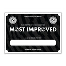 Personalised Football Club Certificates - Most Improved Player Custom Design (9 Colours)