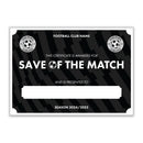 Personalised Football Club Certificates - Save Of The Match Custom Design (9 Colours)
