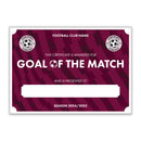 Personalised Football Club Certificates - Goal Of The Match Custom Design (9 Colours)