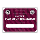 Personalised Football Club Certificates - Player's Player Of The Match Custom Design (9 Colours)
