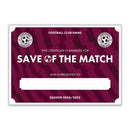 Personalised Football Club Certificates - Save Of The Match Custom Design (9 Colours)