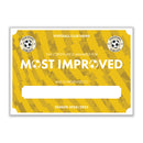 Personalised Football Club Certificates - Most Improved Player Custom Design (9 Colours)