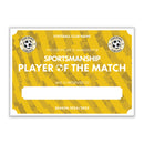 Personalised Football Club Certificates - Sportsmanship Player Of The Match Custom Design (9 Colours)