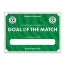Personalised Football Club Certificates - Goal Of The Match Custom Design (9 Colours)