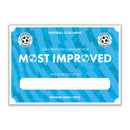 Personalised Football Club Certificates - Most Improved Player Custom Design (9 Colours)