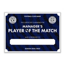 Personalised Football Club Certificates - Manager's Player Of The Match Custom Design (9 Colours)