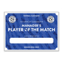 Personalised Football Club Certificates - Manager's Player Of The Match Custom Design (9 Colours)