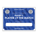 Personalised Football Club Certificates - Player's Player Of The Match Custom Design (9 Colours)