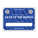 Personalised Football Club Certificates - Save Of The Match Custom Design (9 Colours)