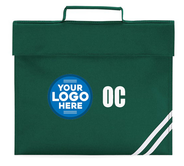 Custom Printed Bookbag School Kids Logo and Initials High Quality Book Carrier – BOTTLE GREEN
