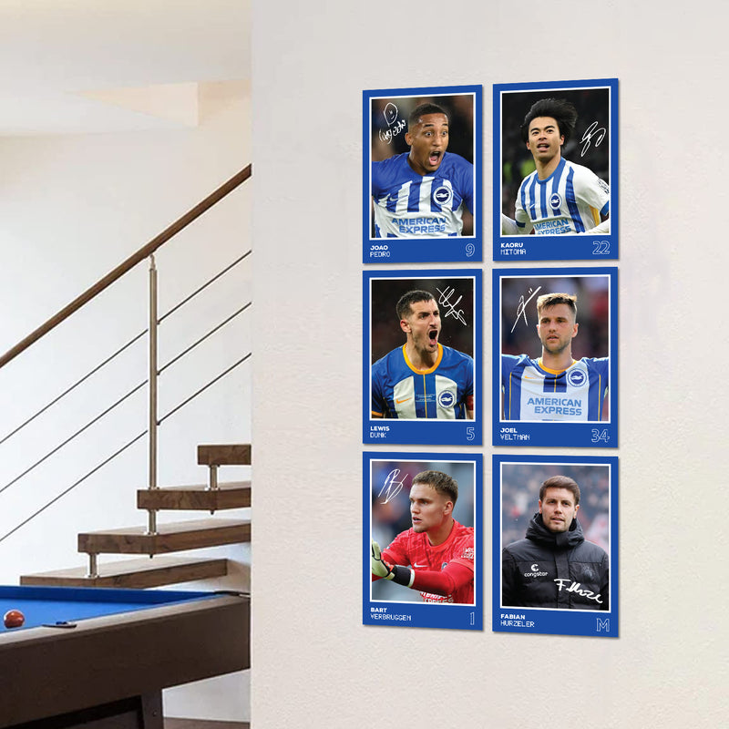 Brighton Players SIGNED A6 Poster Pack 2 - 6 Autographed Poster Print Cards (Pedro, Mitoma, Dunk, Veltman, Verburggen, Hurzler)