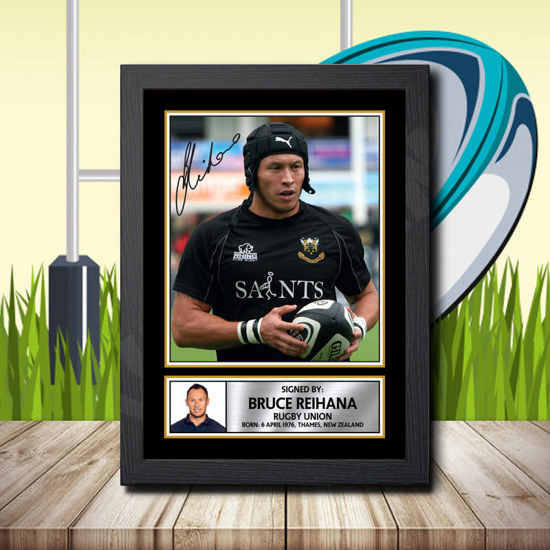 Bruce Reihana 2 Printed Signature Rugby Star Poster Print Framed Wall Art Gift – Bruce Reihana 2 Printed Signature Rugby Star Poster Print