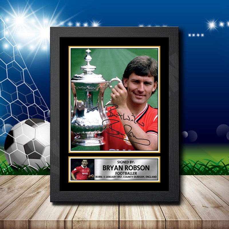 Bryan Robson 2 Printed Signature Footballers Star Poster Print Framed Wall Art Gift – Bryan Robson 2 Printed Signature Footballers Star Poster Print