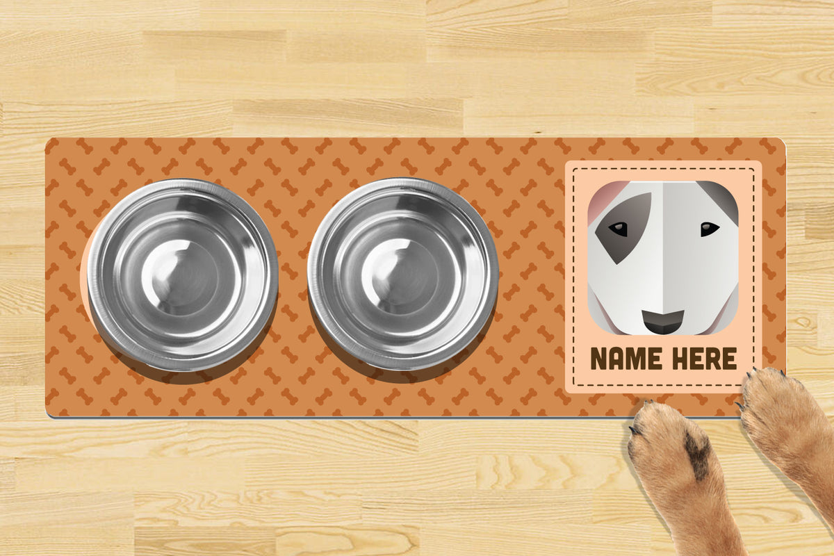Personalised Dog Breed Dog Bowl Mat 880mm X 300mm2 Bowl Design - Bull Terrier