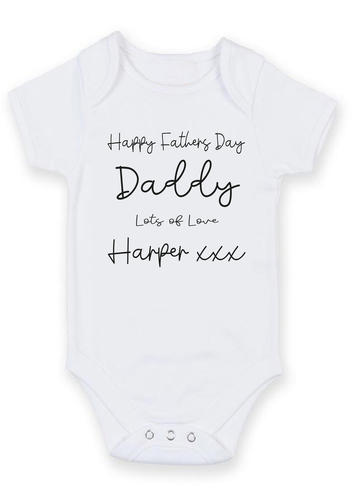 Happy Father's Day Daddy Baby Grow – Personalized Baby Vest with Custom Name Message – Lots of Love Design – Happy Father's Day Daddy Baby Grow