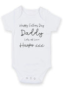 Happy Father's Day Daddy Baby Grow – Personalized Baby Vest with Custom Name Message – Lots of Love Design – First Father's Day Gift from Baby Boy or Girl