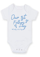 Our 1st Father's Day Personalised Baby Grow – Blue Heart Design Baby Vest – Custom Daddy and Baby Names Bodysuit – First Fathers Day Gift for New Dad