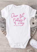 Our 1st Father's Day Personalized Baby Grow – Pink Heart Design Baby Vest – Custom Daddy and Baby Names Bodysuit – First Fathers Day Gift for New Dad