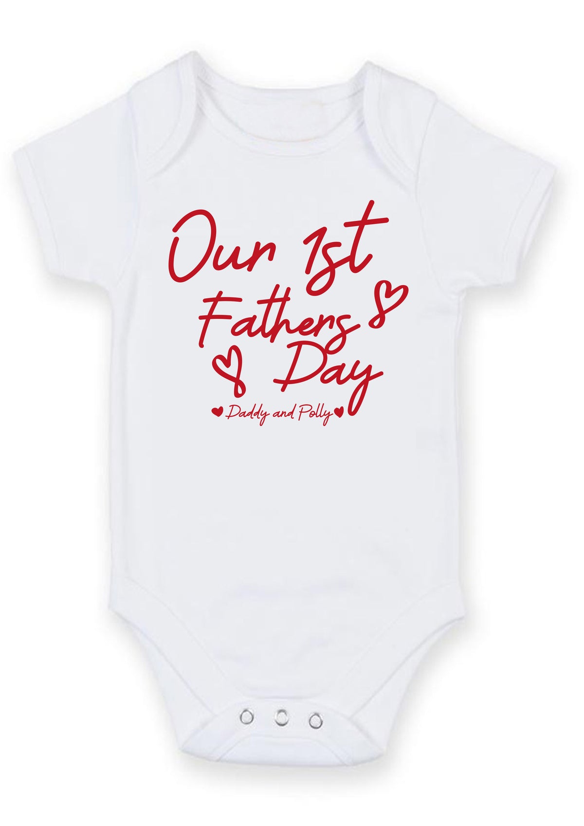 Our 1st Father's Day Personalized Baby Grow – Red Heart Design Baby Vest – Custom Daddy and Baby Names Bodysuit – First Fathers Day Gift for New Dad – Our 1st Father's Day Personalized Baby Grow