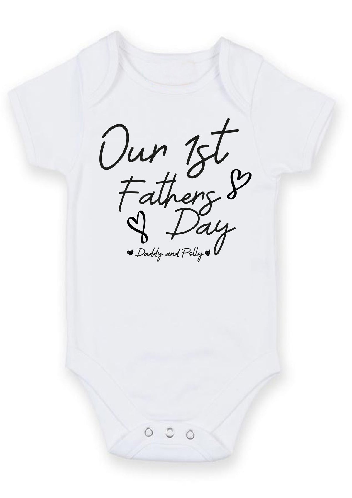 Our 1st Father's Day Baby Grow – Personalized Daddy and Baby Heart Design Bodysuit – Custom Name Baby Vest – Our 1st Father's Day Baby Grow