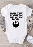 May The Fourth Be With You Baby Grow – Sci-Fi Inspired Baby Bodysuit – Cute Galaxy Theme Infant Vest – May 4th Celebration Outfit for Baby Boy or Girl