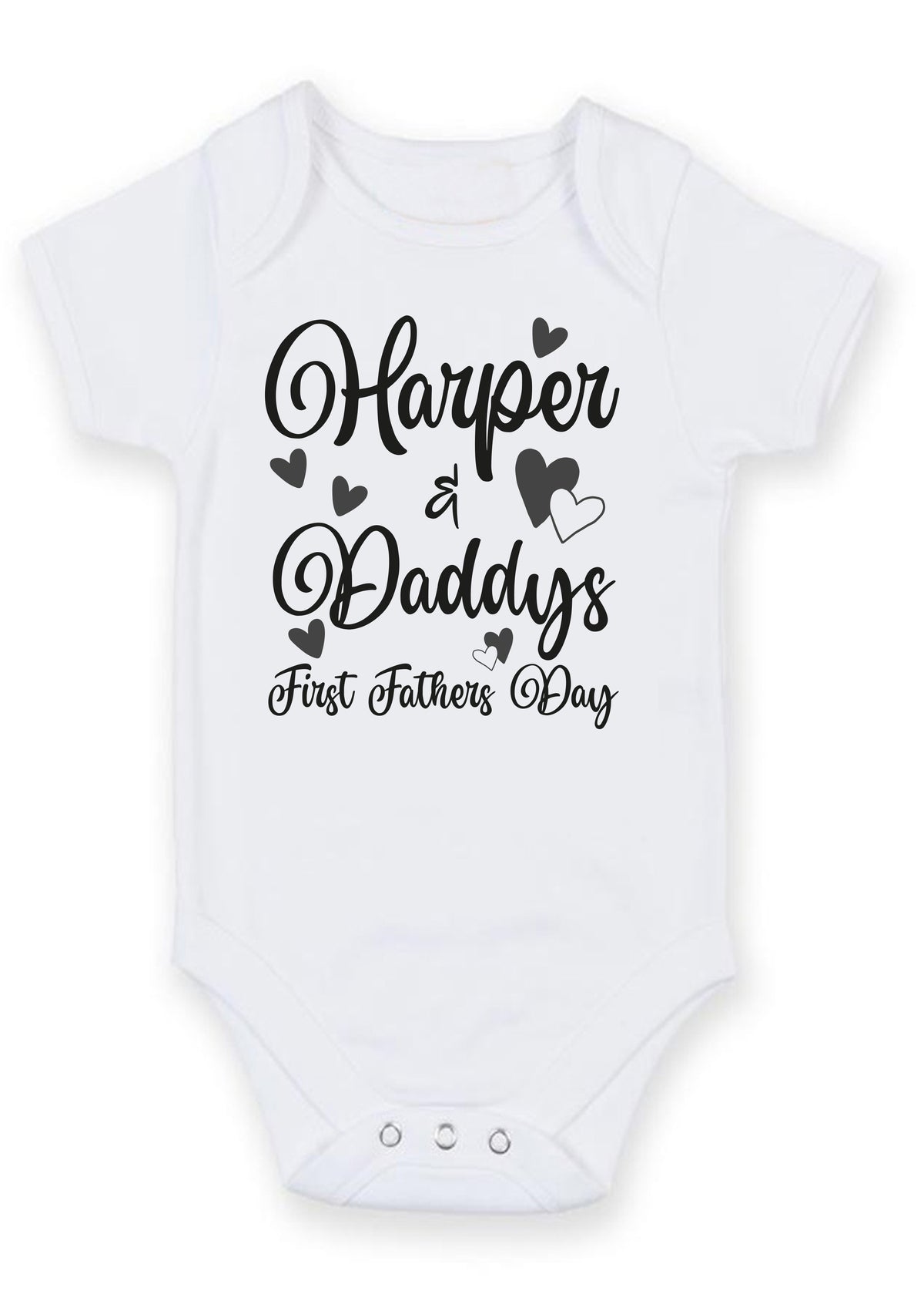 Personalized First Father's Day Baby Grow – Daddy & Baby Name Heart Design Bodysuit – Custom Baby Vest Gift for New Dad – First Fathers Day Outfit – Personalized First Father's Day Baby Grow