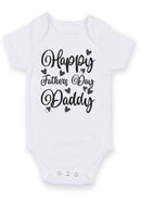 Happy Father's Day Daddy Baby Grow – Cute Heart Design Baby Bodysuit – Father's Day Outfit for Baby Boy or Girl – New Dad Gift & Keepsake Vest