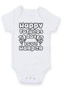 Happy Father's Day Daddy Personalised Baby Grow – Custom Name Baby Vest with Heart Flower Design – Father's Day Bodysuit Gift from Baby Boy or Girl