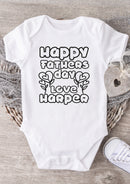 Happy Father's Day Daddy Personalised Baby Grow – Custom Name Baby Vest with Heart Flower Design – Father's Day Bodysuit Gift from Baby Boy or Girl