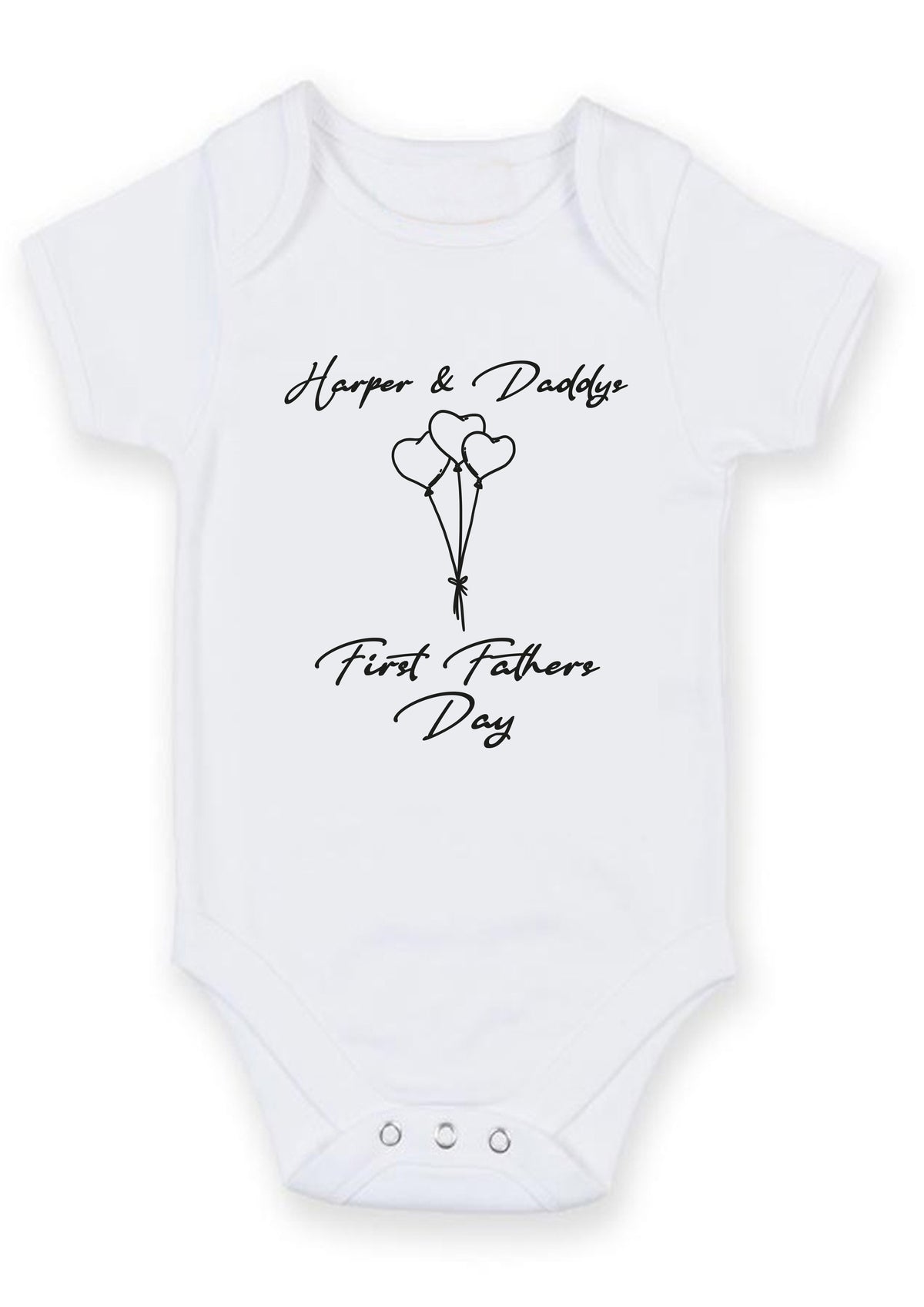 Personalized First Father's Day Baby Grow – Daddy & Baby Name Heart Balloon Design – Custom Baby Vest Bodysuit – First Fathers Day Gift for New Dad – Personalized First Father's Day Baby Grow