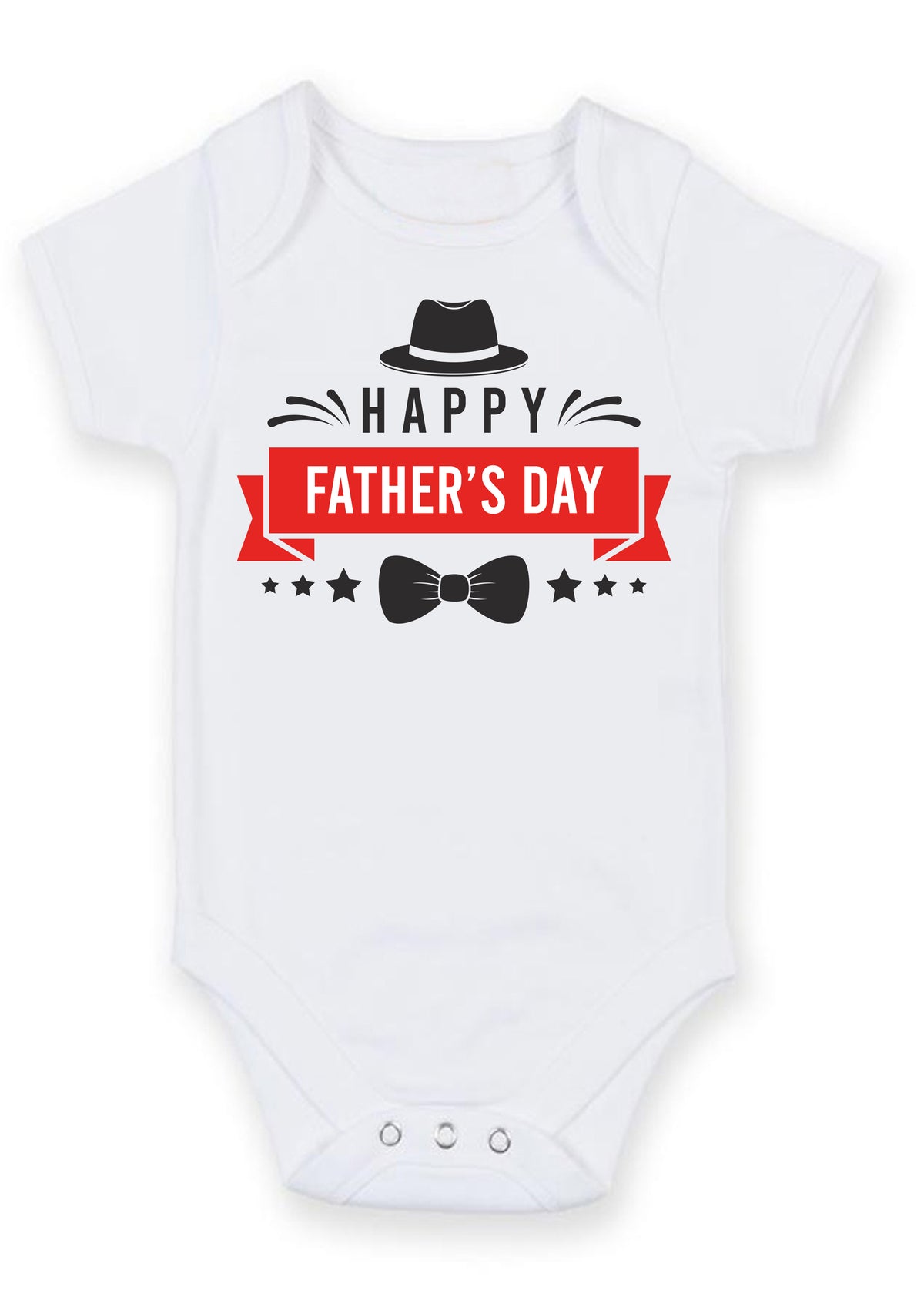 Happy Father's Day Baby Grow – Gentleman Hat & Bow Tie Design Baby Bodysuit – Father's Day Outfit for Baby Boy or Girl – New Dad Gift & Keepsake – Happy Father's Day Baby Grow