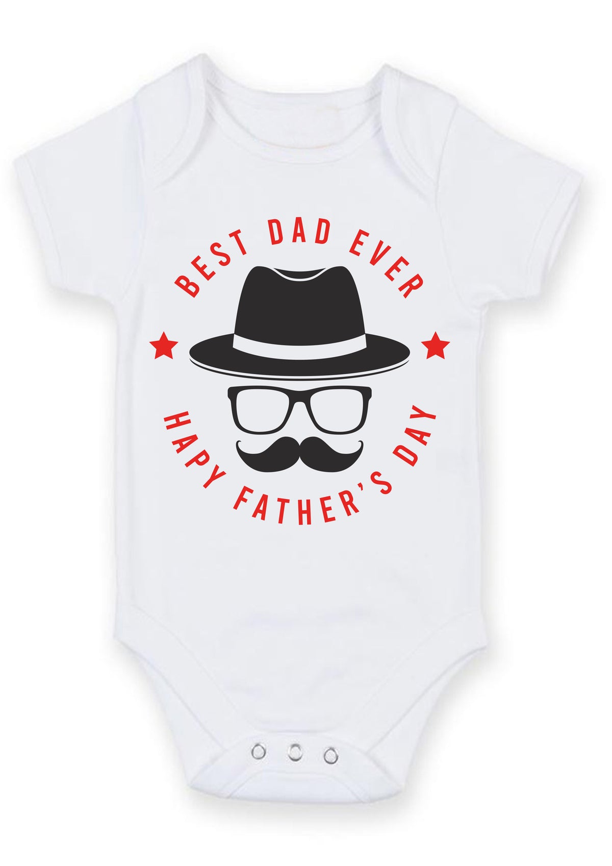 Best Dad Ever Happy Father's Day Baby Grow – Gentleman Hat Glasses & Moustache Design Baby Bodysuit – Father's Day Outfit for Baby Boy or Girl – Best Dad Ever Happy Father's Day Baby Grow